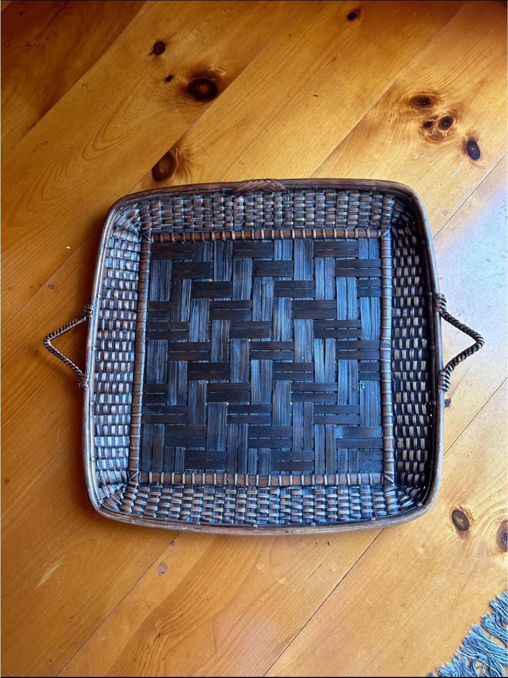 Woven Square Serving Tray - Brown